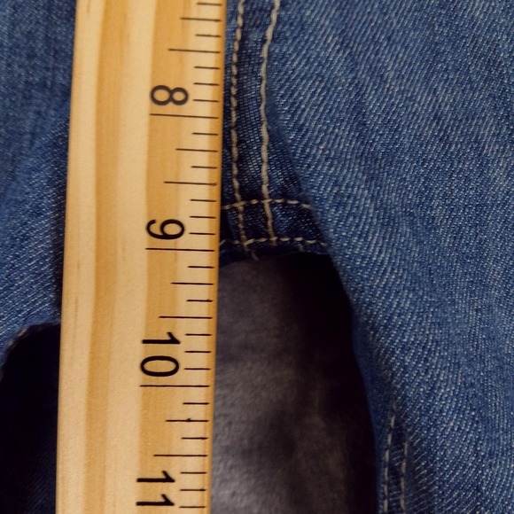 Ten25 Premium Jeans Womens 33x32x9 Blue Distressed Rhinestone Crown Back Pockets - Picture 5 of 13